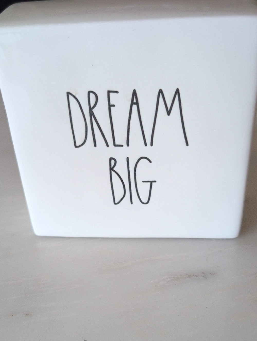 Rae Dunn White Ceramic 'DREAM BIG' Block